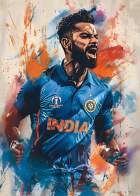 Virat Kohli Canvas Wall Art – Inspirational Poster for Cricket Fans