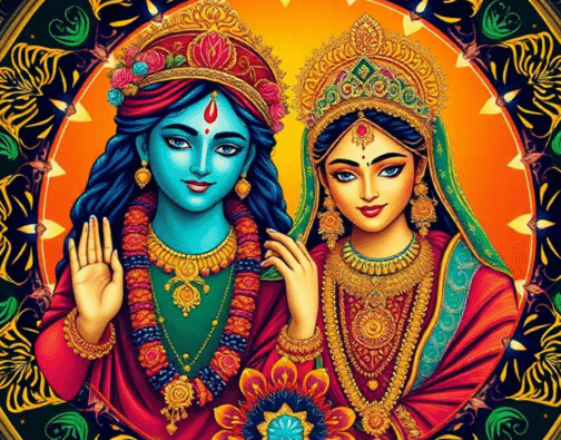 Radha Krishna Mandala Art